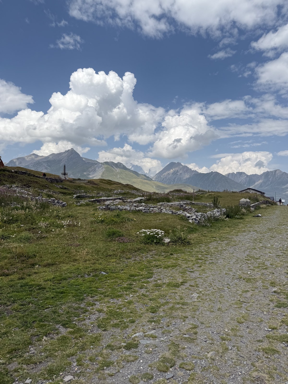 the trail and the peaks on the pass