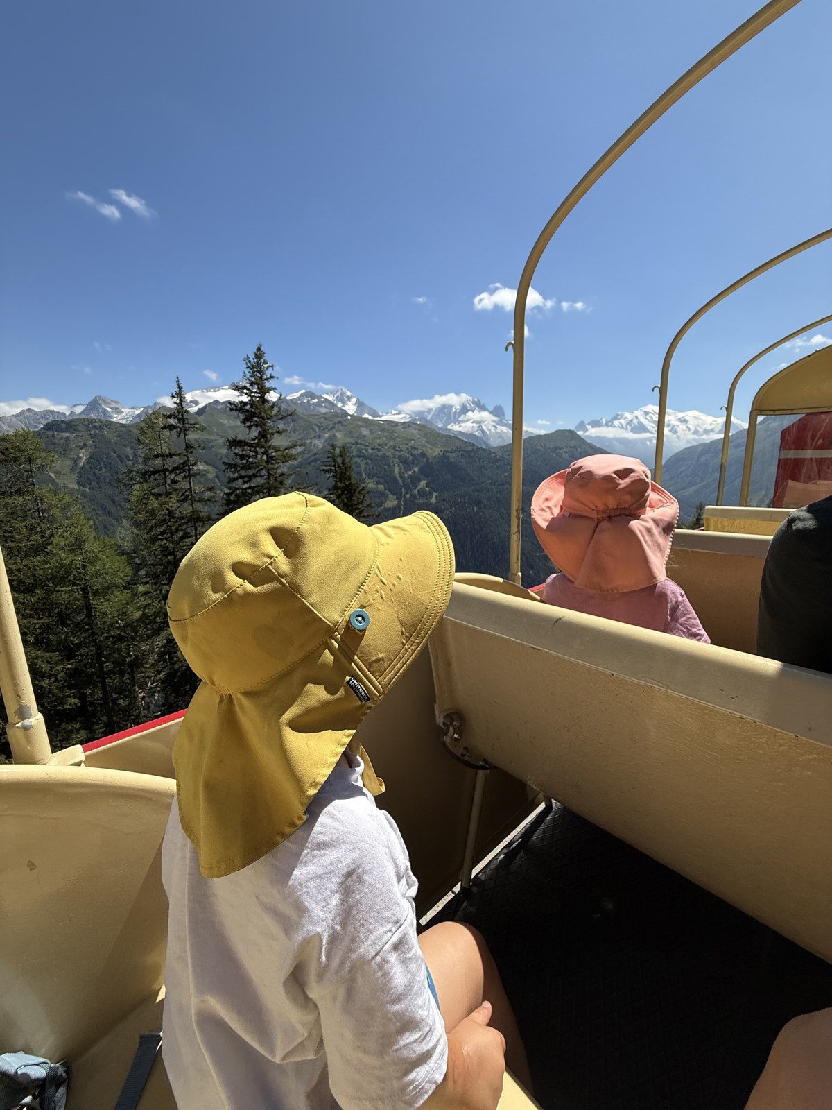 on the Mont-Blanc Express, glaciers outside