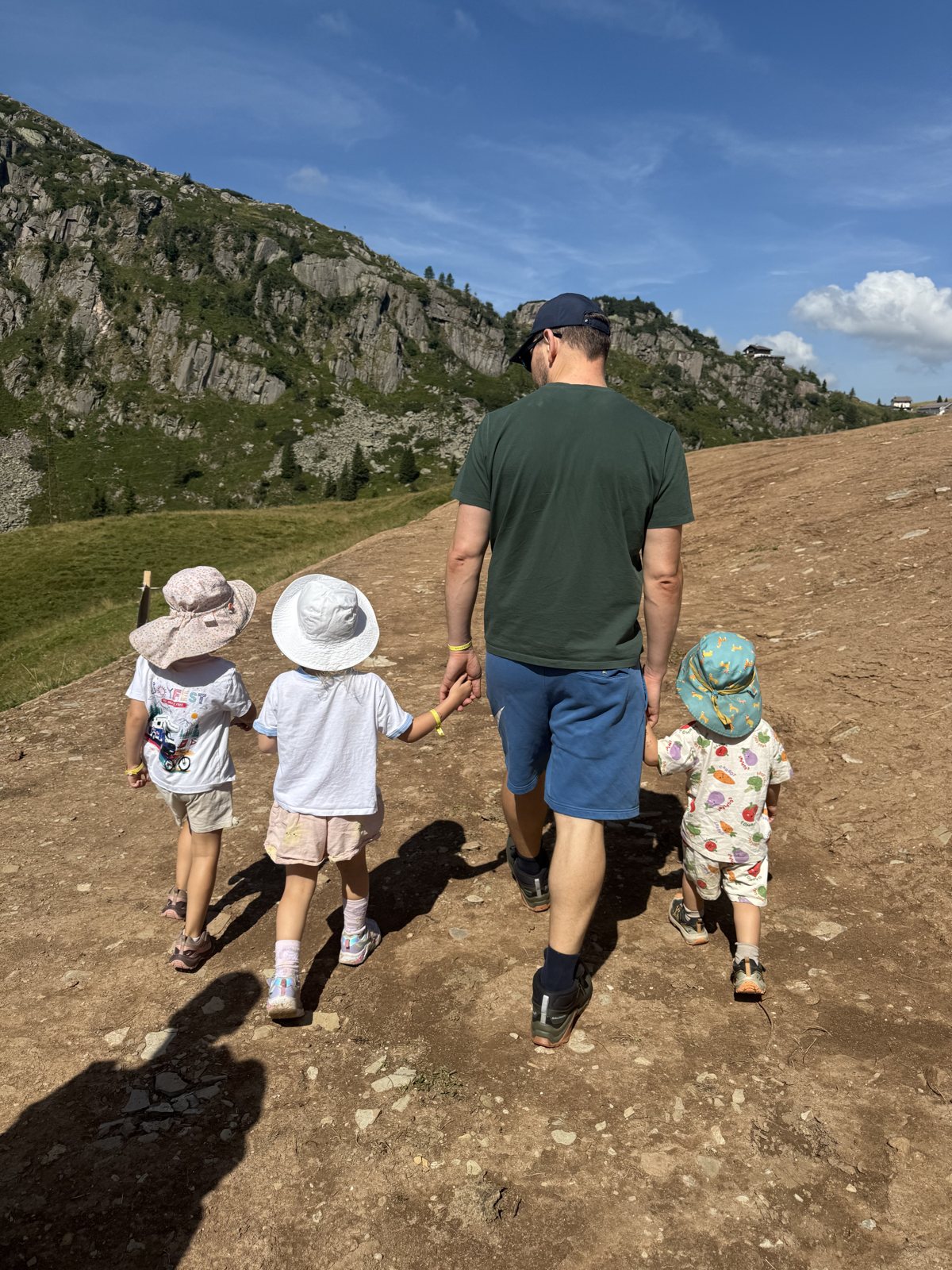 Andrei and the kids on the way up from Passo Rolle