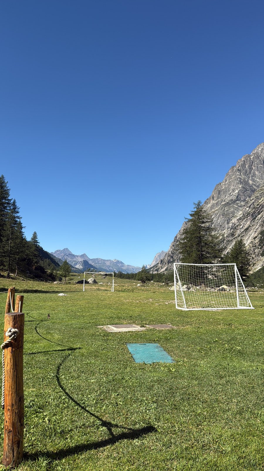 the campsite meadow at Tronchey